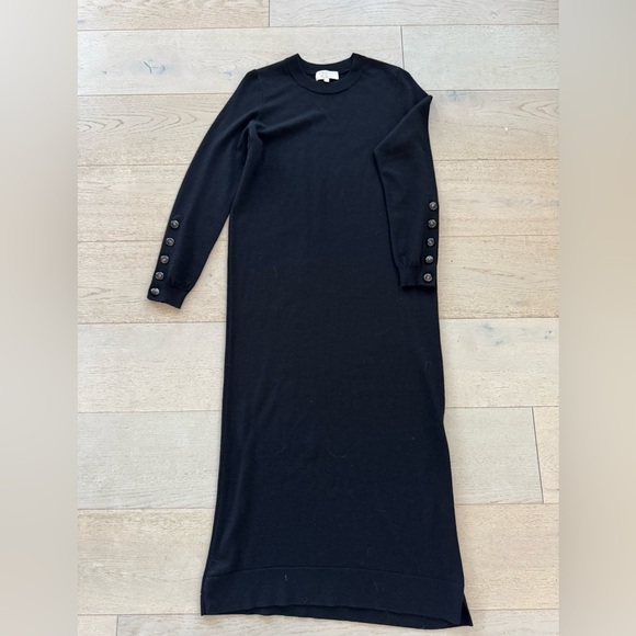 Sezane knit sweater midi dress black M 100% Merino wool - Picture 4 of 7